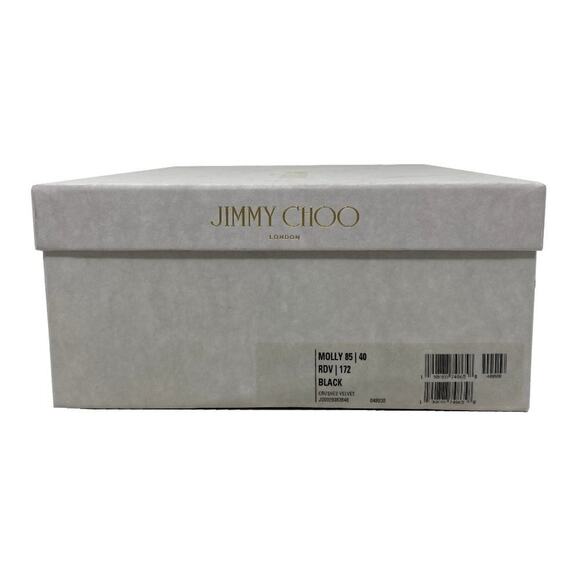 Jimmy Choo Molly 85 Sandals Black Crushed Velvet Heels Size 40 with Box - Picture 8 of 9